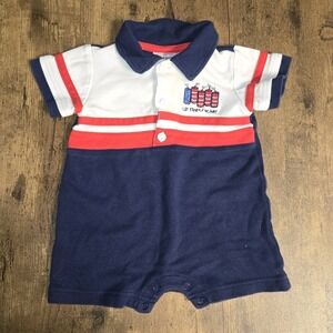 Baby Works 3-6 Month Patriotic Romper Fourth of July Fireworks Collared